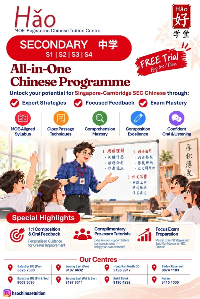 HAO Secondary All-in-One Chinese Programme overview with illustrated learning activities
